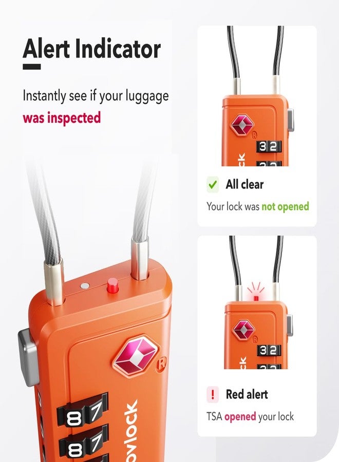 NovLock TSA Approved Luggage Locks | Inspection Indicator, 4-Digit Combination, Durable Zinc Alloy | for Suitcases, Backpacks, Travel Bags | Orange, 4-Pack - Image 5